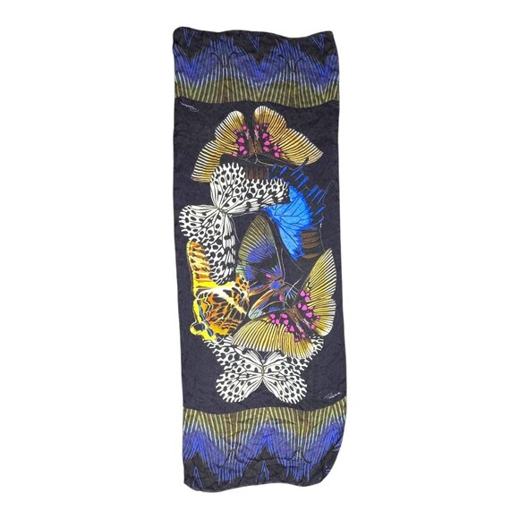 Roberto Cavalli Silk Butterfly Moth Print Luxury Scarf Wrap Elegant Designer - Picture 1 of 7